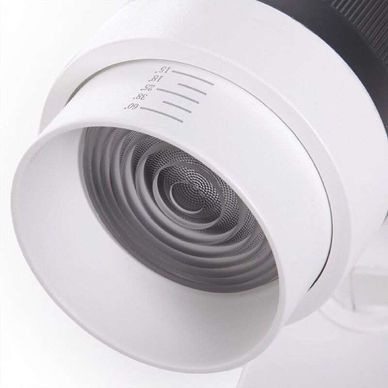 foto del prodotto faretto da binario led 30w 2.700lm cri90 6000 k athena monofase apertura variabile 50.000h gmd ftl03 m 30 cw 