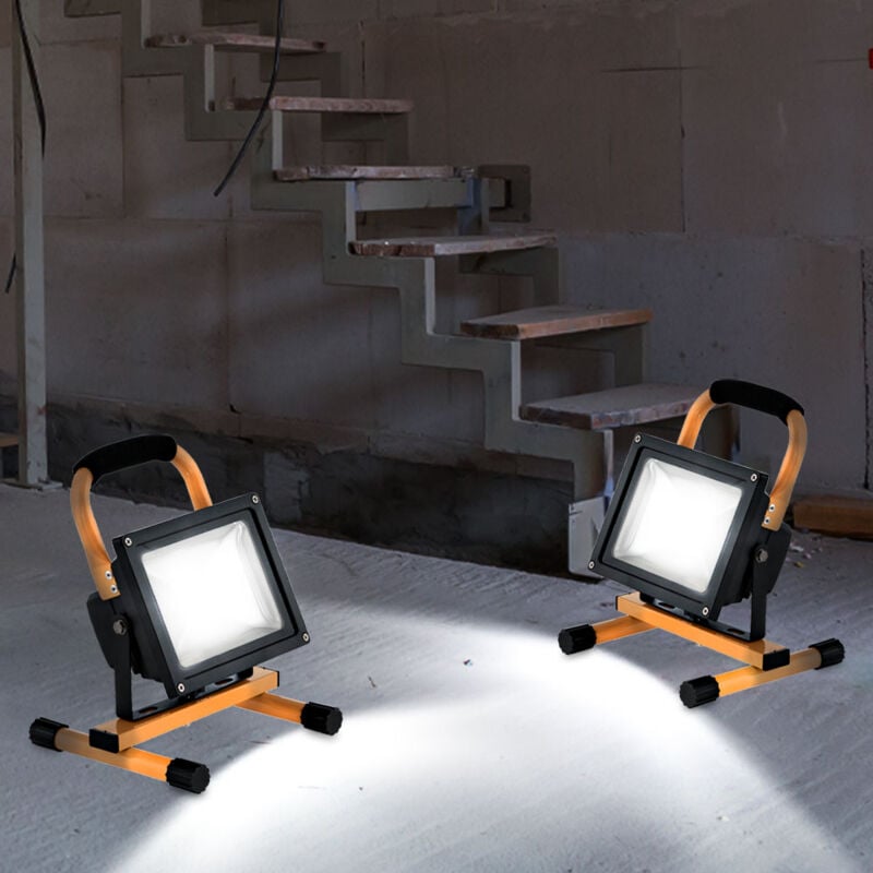 foto del prodotto faretto da costruzione faretto da officina faretto da esterno a led lampada da giardino, faretto portatile orientabile, 20w 1970lm bianco freddo,