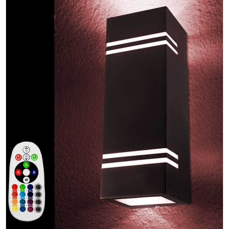 foto del prodotto faretto da esterno dimmerabile lampada telecomando in acciaio inox in un set comprensivo di lampadine led rgb