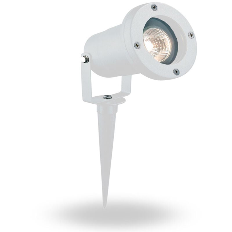 foto del prodotto faretto da esterno lampada led da giardino con picchetto interrabile e staffa a parete portalampada ip57 gu10 bianco
