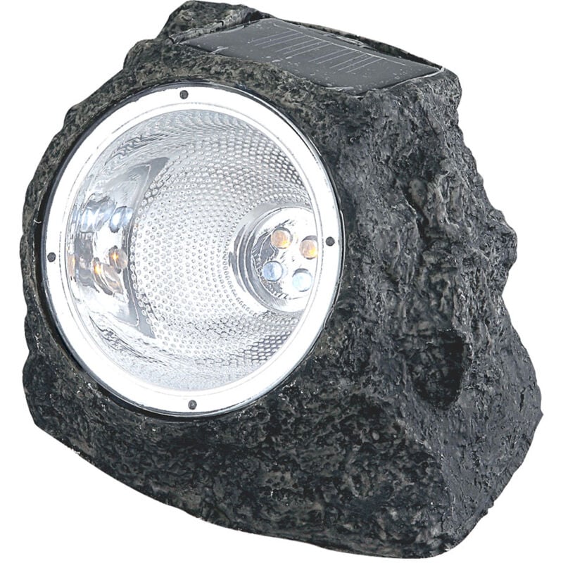 foto del prodotto faretto da giardino a led solare, design in pietra chiara per esterni autocaricante