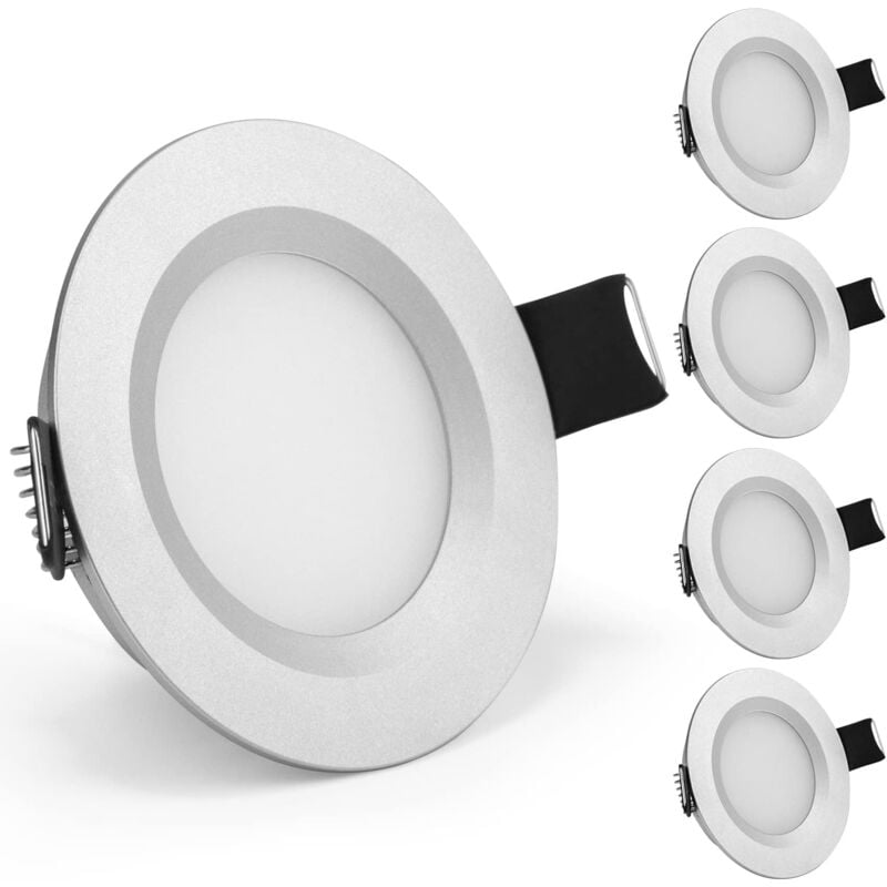 foto del prodotto faretto da incasso a led 12v foro 58 65mm 3w 6000k ip65 per camper, barca, roulotte, furgone, yacht, bianco freddo confezione da 4