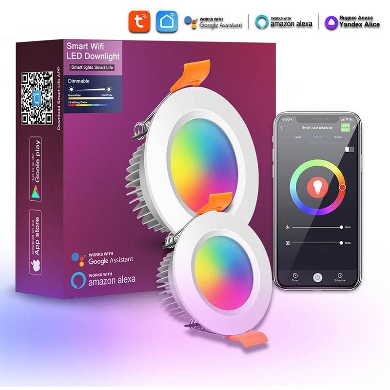 foto del prodotto faretto da incasso a led 3w smart wifi e bluetooth tuya