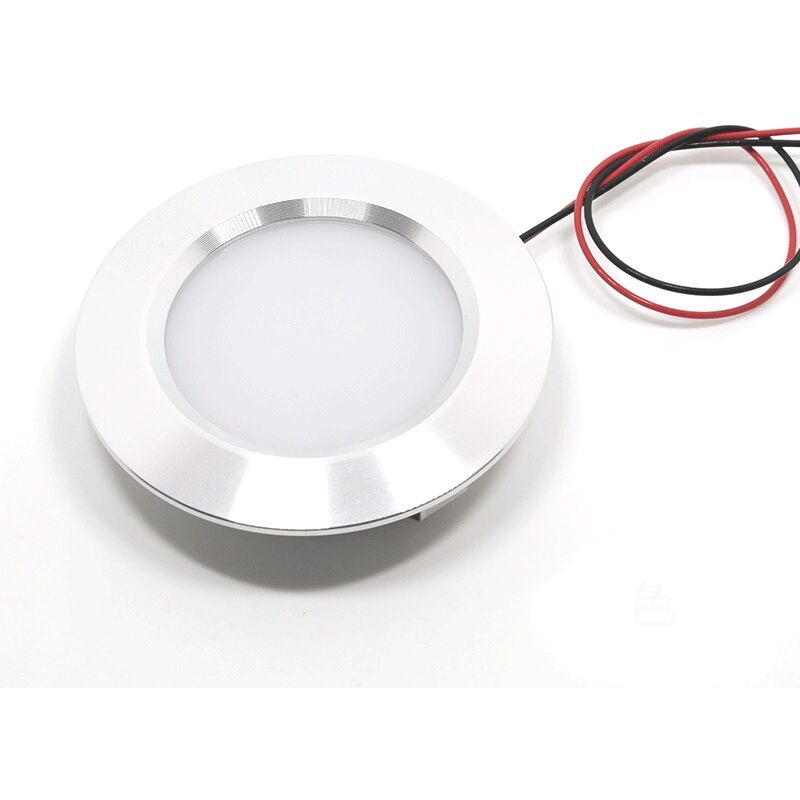 foto del prodotto faretto da incasso a led compatto in alluminio spazzolato da 55 mm, equivalente a 3 w, cc 12 v, 25 w, bianco caldo 3000 k