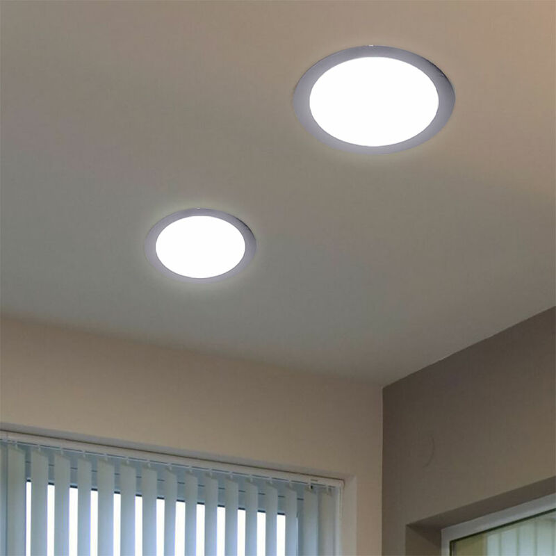 foto del prodotto faretto da incasso a led da soffitto lampada da cucina faretto da incasso cromato plafoniera rotonda, 6w 500lm bianco caldo, pxh 8,5x1,5 cm set da 2