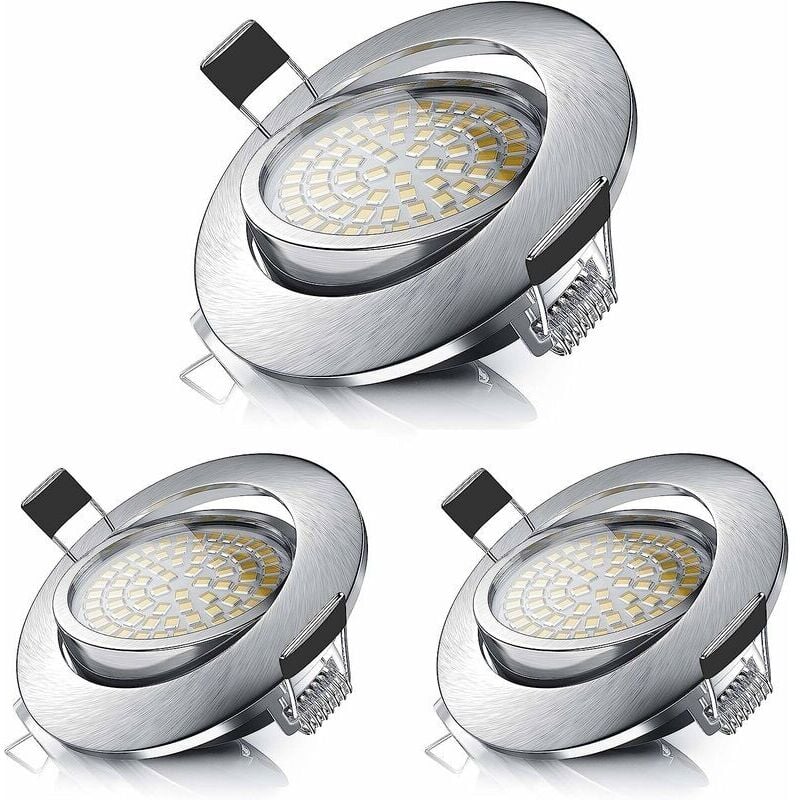 foto del prodotto faretto da incasso a led, plafoniera da incasso a soffitto da 5w equivalente a lampada alogena da 50w, bianco caldo 3000k 470lm, faretto orientabile