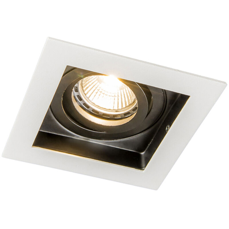 foto del prodotto faretto da incasso carree - moderno - acciaio - bianco nero - quadrato gu10 max. 1 x 5 watt - qazqa
