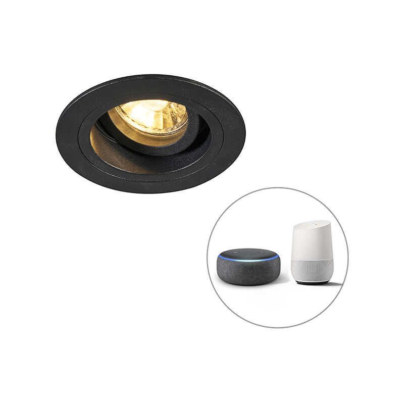 foto del prodotto faretto da incasso chuck moderno acciaio nero tondo gu10 max. 1 x 5 watt qazqa