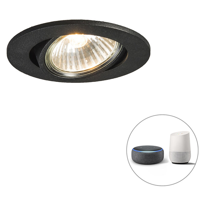 foto del prodotto faretto da incasso cisco moderno alluminio nero tondo gu10 max. 1 x 5 watt qazqa