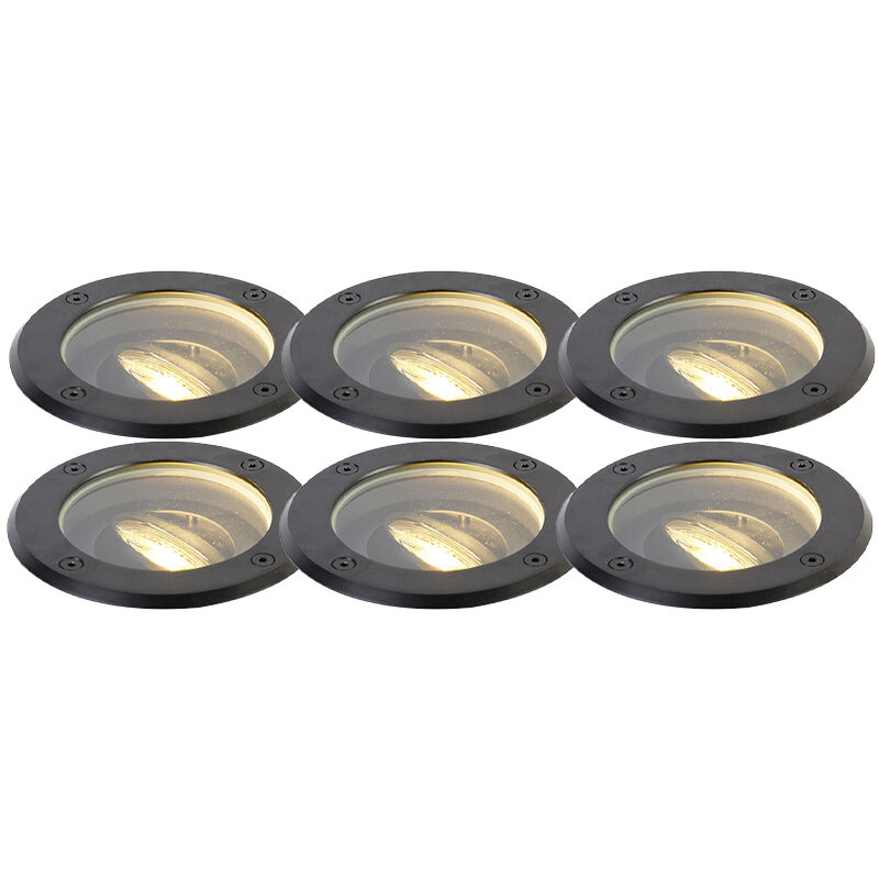 foto del prodotto faretto da incasso da terra delux moderno acciaio inossidabile,plastico,vetro nero tondo max. 1 x watt qazqa