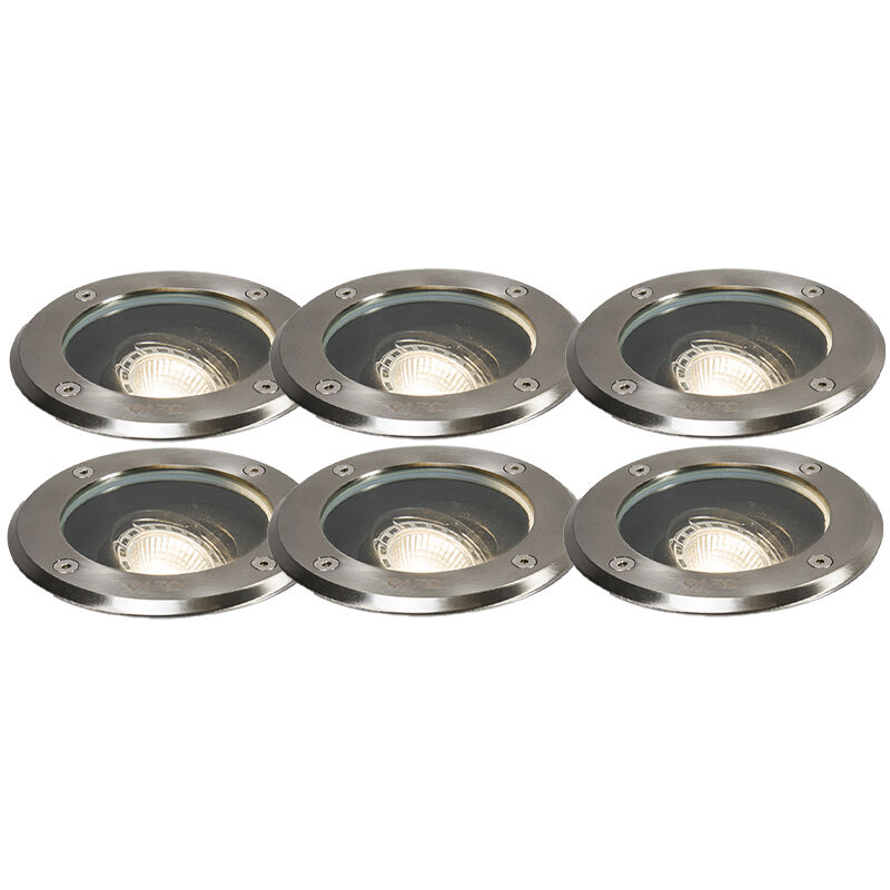 foto del prodotto faretto da incasso da terra delux moderno acciaio inossidabile,vetro,plastico acciaio tondo max. 1 x watt qazqa