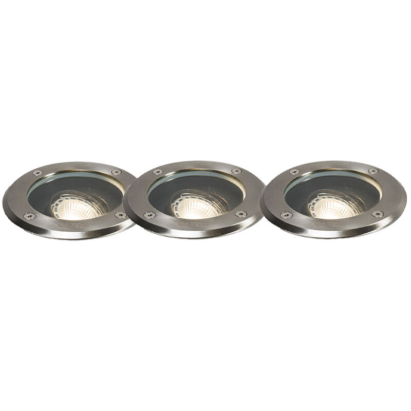 foto del prodotto faretto da incasso da terra delux moderno acciaio inossidabile,vetro,plastico acciaio tondo max. 1 x watt qazqa