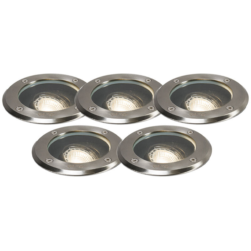 foto del prodotto faretto da incasso da terra delux moderno vetro,plastico,acciaio inossidabile acciaio tondo max. 5 x watt qazqa