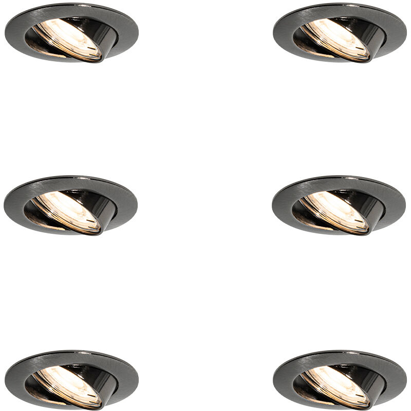 foto del prodotto faretto da incasso edu moderno zinco gunmetal tondo max. 6 x watt qazqa