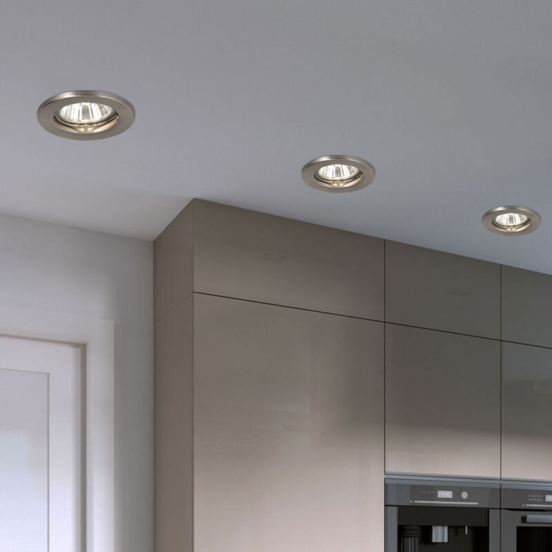 foto del prodotto faretto da incasso faretto rotondo a soffitto lampada da soffitto faretto da incasso per corridoio, metallo cromato, 1x gu10, pxh 8x 13 cm, set da 3