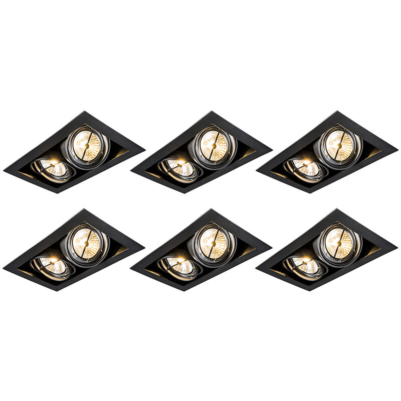 foto del prodotto faretto da incasso grande oneon design acciaio nero allungato max. 2 x watt qazqa