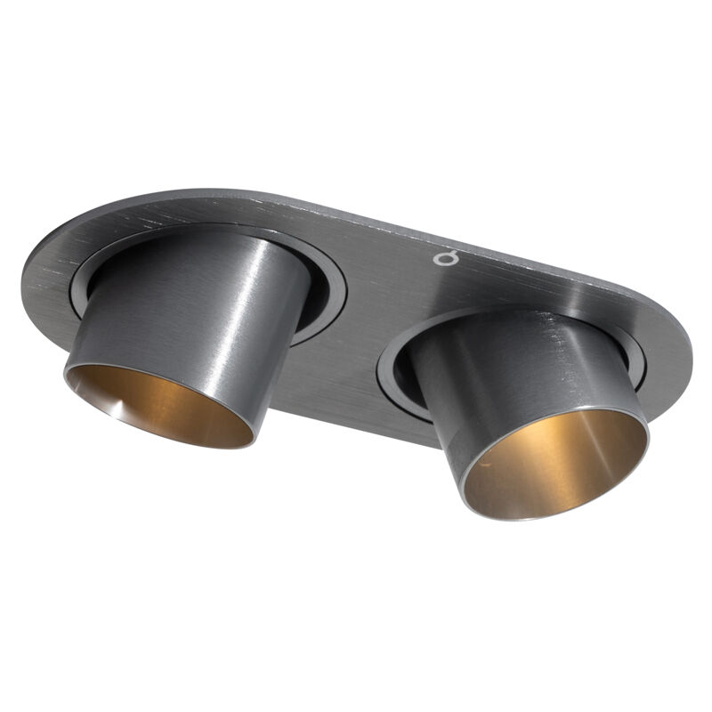 foto del prodotto faretto da incasso installa moderno alluminio gunmetal tondo ovale max. 2 x watt qazqa