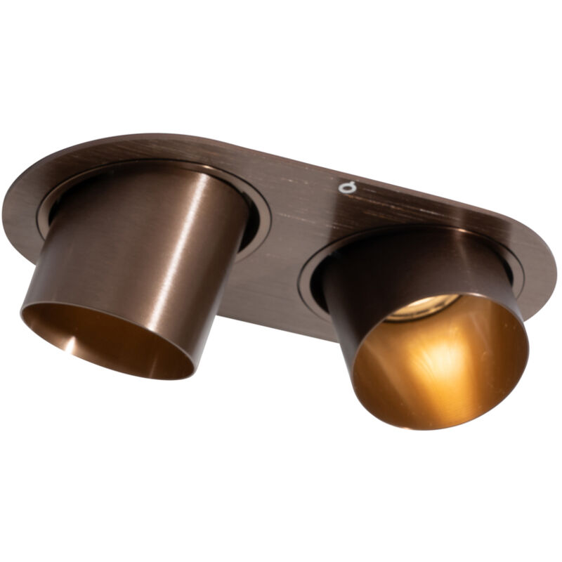 foto del prodotto faretto da incasso installa moderno metallo bronzo tondo max. 2 x watt qazqa