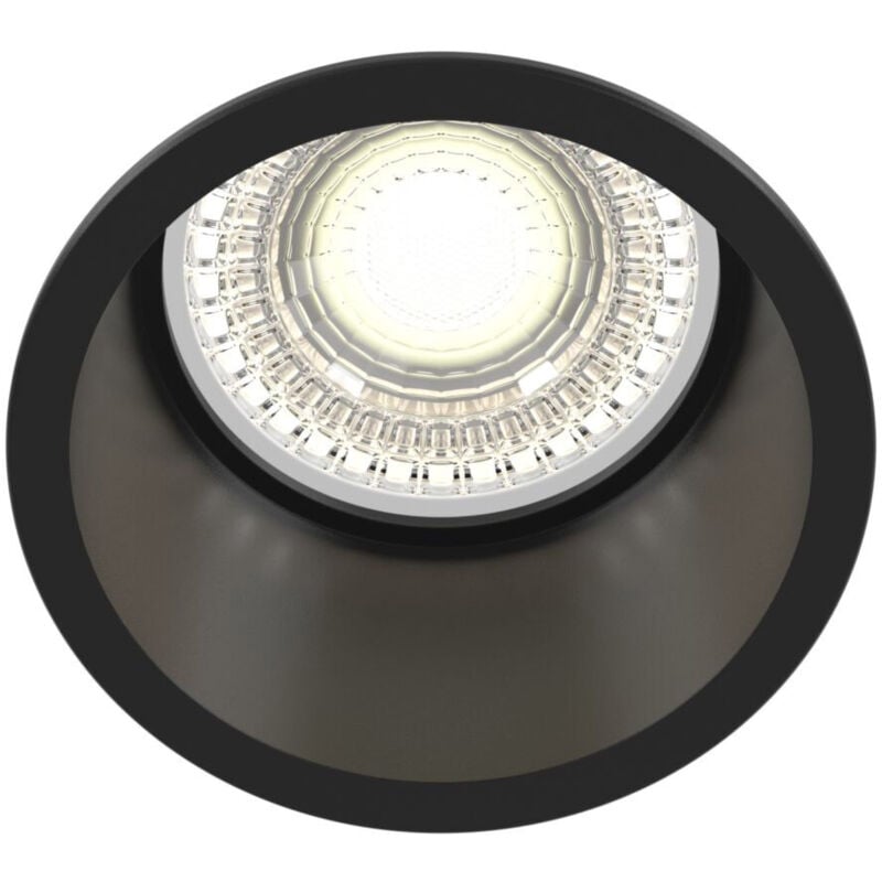 foto del prodotto faretto da incasso moderno reif alluminio nero 1 luce diffusore vetro