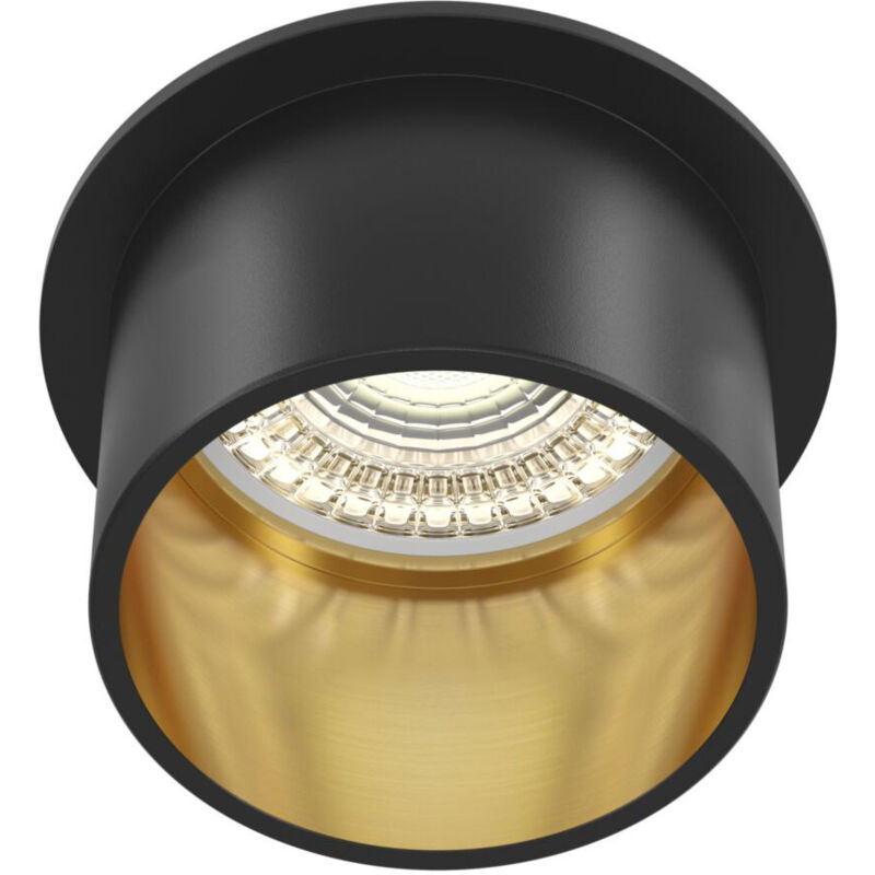 foto del prodotto faretto da incasso moderno reif alluminio nero 1 luce diffusore vetro oro