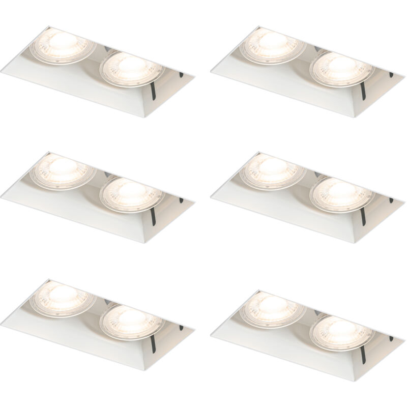 foto del prodotto faretto da incasso oneon 6 moderno acciaio bianco allungato max. 2 x watt qazqa