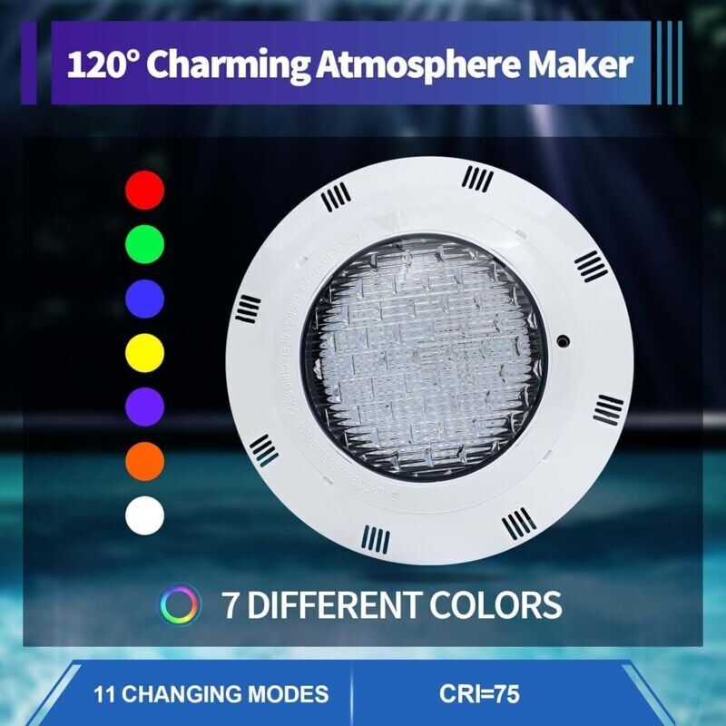 foto del prodotto faretto da incasso per piscina subacqueo rgb da 45 w e 450 led, illuminazione per piscina