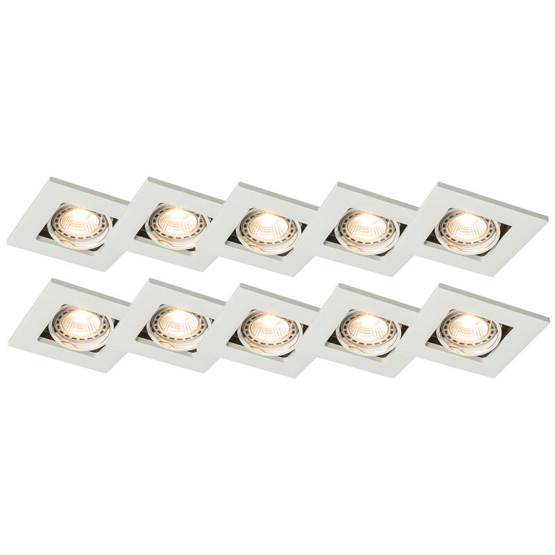 foto del prodotto faretto da incasso qure moderno alluminio bianco quadrato max. 10 x watt qazqa