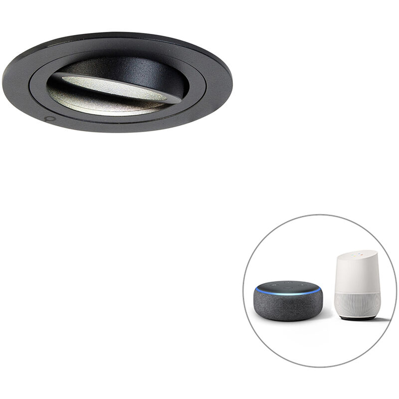 foto del prodotto faretto da incasso rondoo moderno alluminio nero tondo gu10 max. 1 x 4.5 watt qazqa