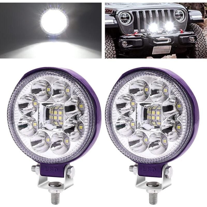 foto del prodotto faretto da lavoro a led per moto da 3 pollici, luce fendinebbia a led rotonda, 2 pezzi, 12 v 24 v.