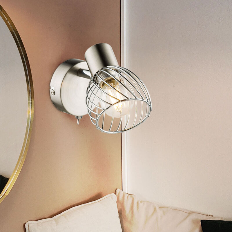 foto del prodotto faretto da lettura, luce notturna a gabbia, lampada cromata, mobile, per soggiorno e camera da letto