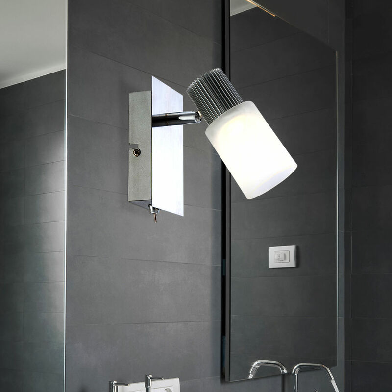 foto del prodotto faretto da parete con interruttore a levetta lampada da parete faretto orientabile in alabastro, nichel cromo opaco, 1x led 5w 300lm bianco caldo,
