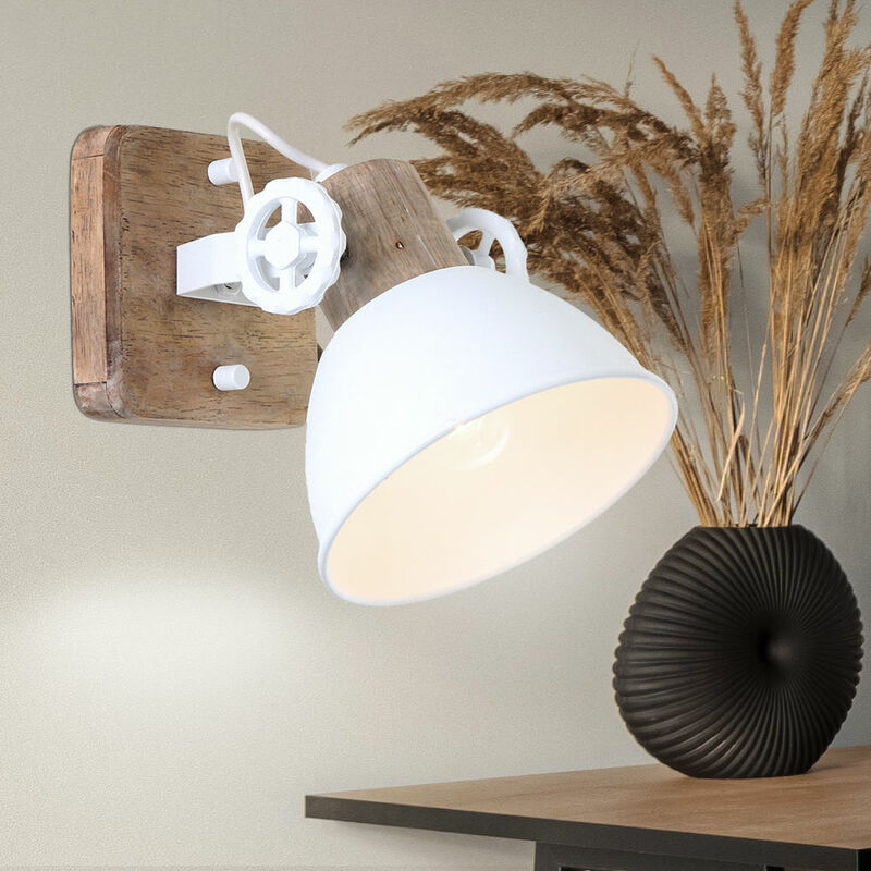 foto del prodotto faretto da parete retr in legno soggiorno filament lampada spot bianco orientabile in un set con lampadine a led