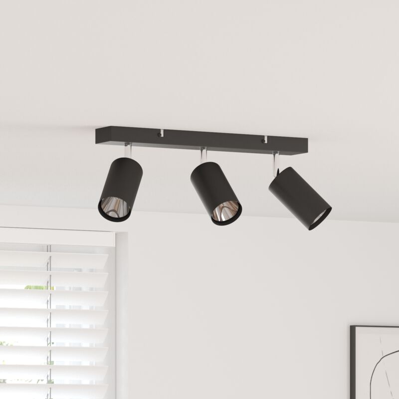 foto del prodotto faretto da soffitto 3 vie regolabile nero gu10 di vidaxl