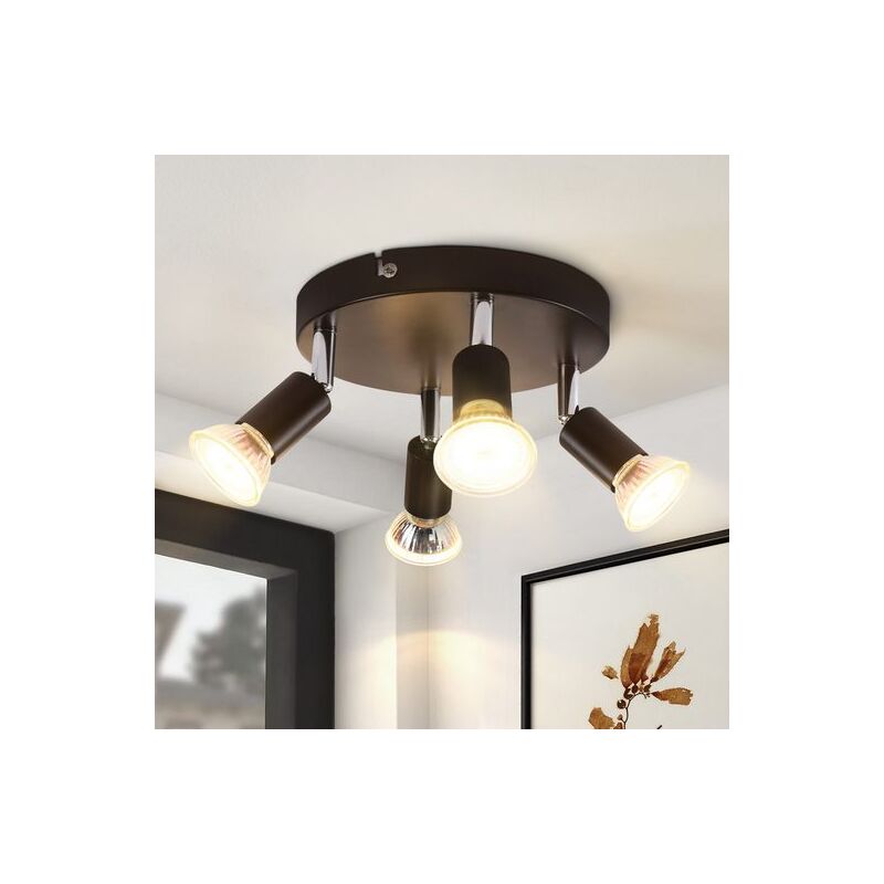 foto del prodotto faretto da soffitto 4 fiamme nero moderna plafoniera gu10, orientabile 350 , senza lampadina, soggiorno camera da letto corridoio gbly