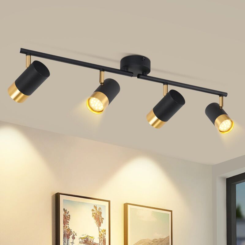 foto del prodotto faretto da soffitto 4 lampadine gu10 faretti da soffitto faretto da parete per corridoio oro nero faretto girevole a 350 lampada da corridoio