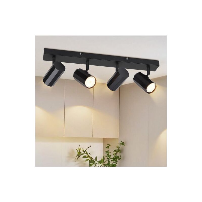foto del prodotto faretto da soffitto a 4 fiamme lampada da cucina vintage nera gu10 orientabile 330 retro max. 25w metallo per soggiorno, sala da pranzo, camera da