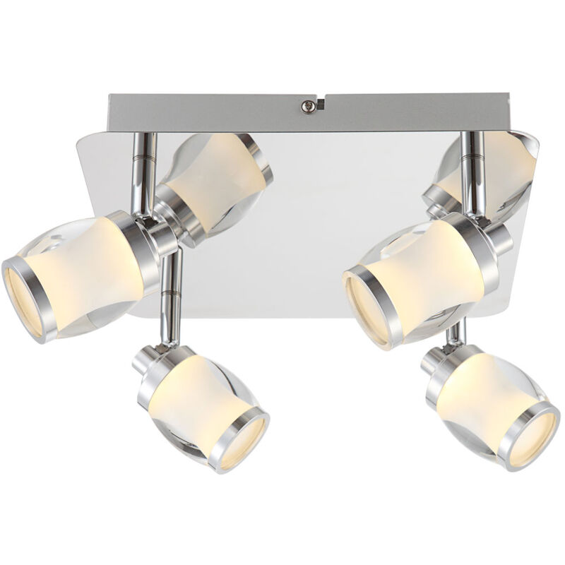 foto del prodotto faretto da soffitto a led da 20 watt lampada in vetro cromato per soggiorno, sala da pranzo, camera da letto globo 56549-4