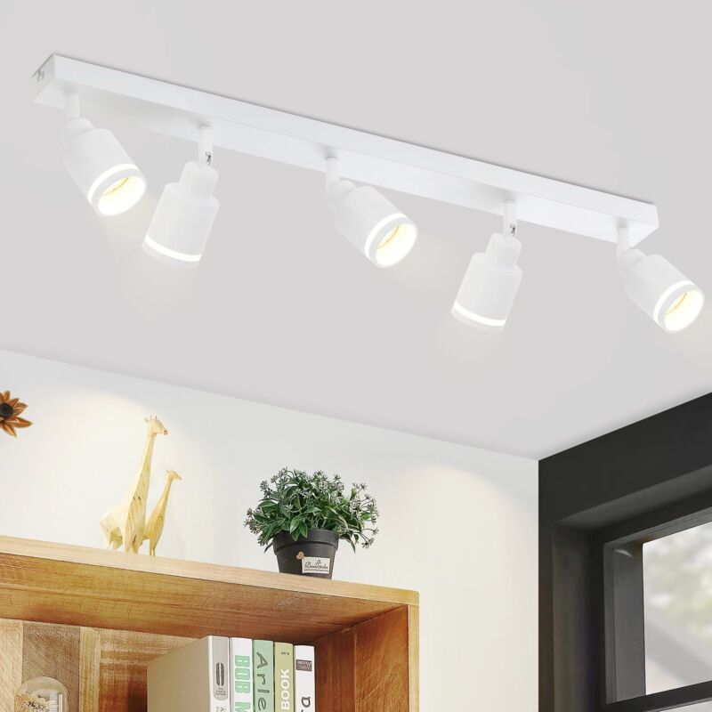 foto del prodotto faretto da soffitto bianco gbly plafoniera moderna orientabili a 5 lampadina faretti gu10 in metallo plafoniera faretto da parete per interni per