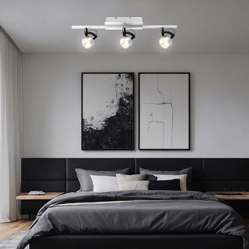 foto del prodotto faretto da soffitto con faretti orientabili plafoniera led lampada da soggiorno nera plafoniera 3 lampadine, alluminio spazzolato, 3x 5w 3x 330lm