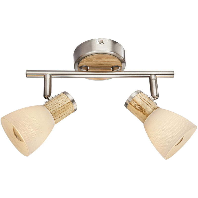 foto del prodotto faretto da soffitto con faretto in legno e vetro opale, lampada da soggiorno regolabile