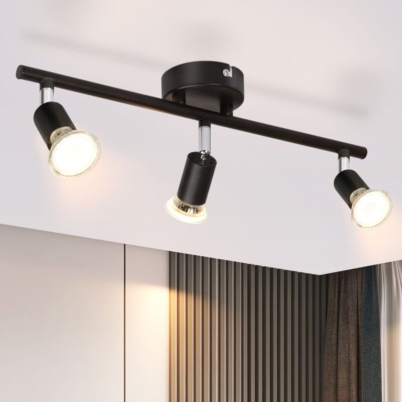 foto del prodotto faretto da soffitto faretto da soffitto 3 fiamme nero moderna plafoniera gu10, orientabile 350 , senza lampadina, soggiorno camera da letto