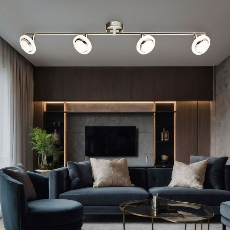foto del prodotto faretto da soffitto faretto lampada da soffitto orientabile a led lampada da soggiorno, faretti mobili, metallo nichel cromo opaco, plastica