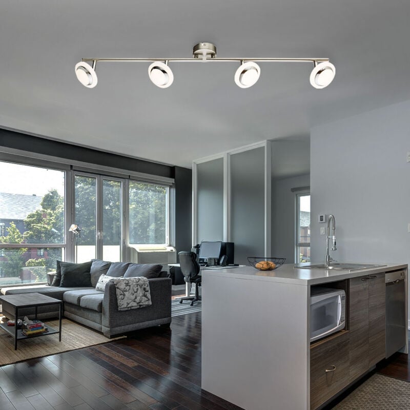 foto del prodotto faretto da soffitto faretto lampada da soffitto orientabile a led lampada da soggiorno, faretti mobili, metallo nichel cromo opaco, plastica