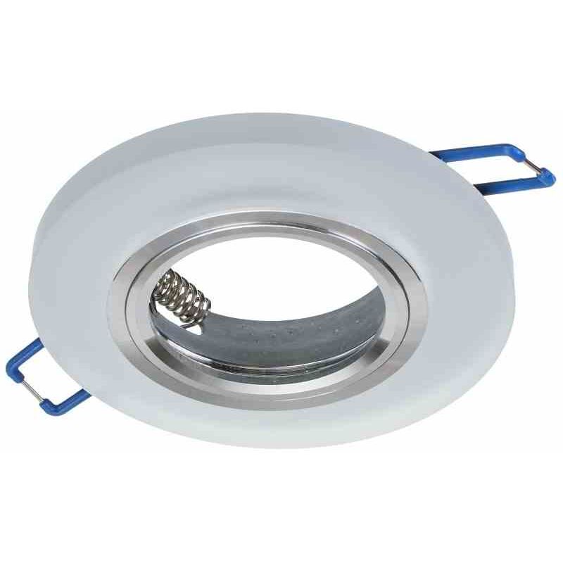 foto del prodotto faretto da soffitto in vetro rotondo. colore bianco