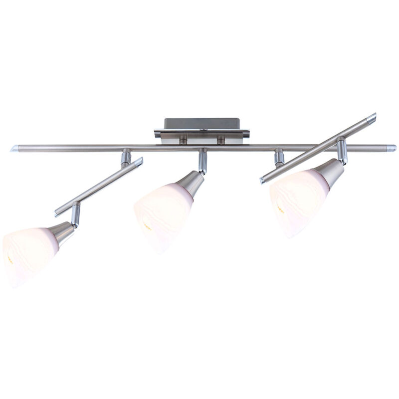 foto del prodotto faretto da soffitto, lampada da soffitto orientabile, faretto da soggiorno, 3 fiamme, vetro bianco, metallo, 3x e14, lxpxa 61x23x21 cm