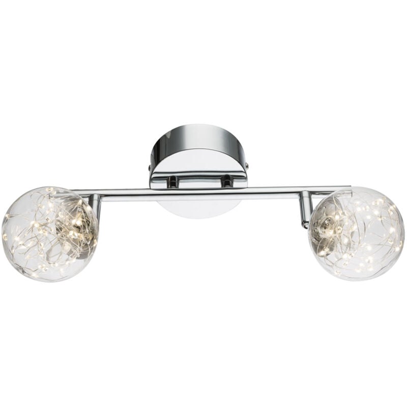 foto del prodotto faretto da soffitto led faretto da soffitto led lampada da soffitto a 2 luci due faretti, sfere di vetro orientabili con lucine, 2x led 3,5w 350lm