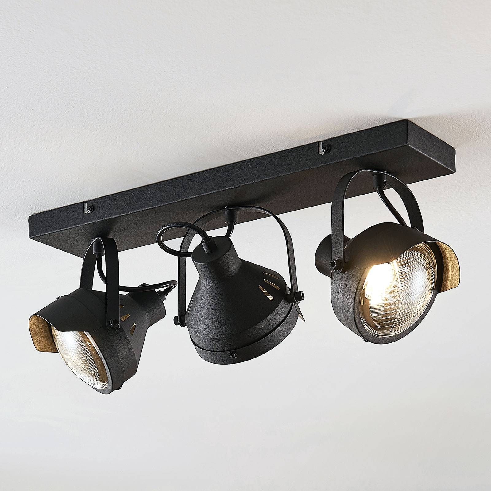 foto del prodotto faretto da soffitto lindby henega, 52 cm, nero, a 3 luci