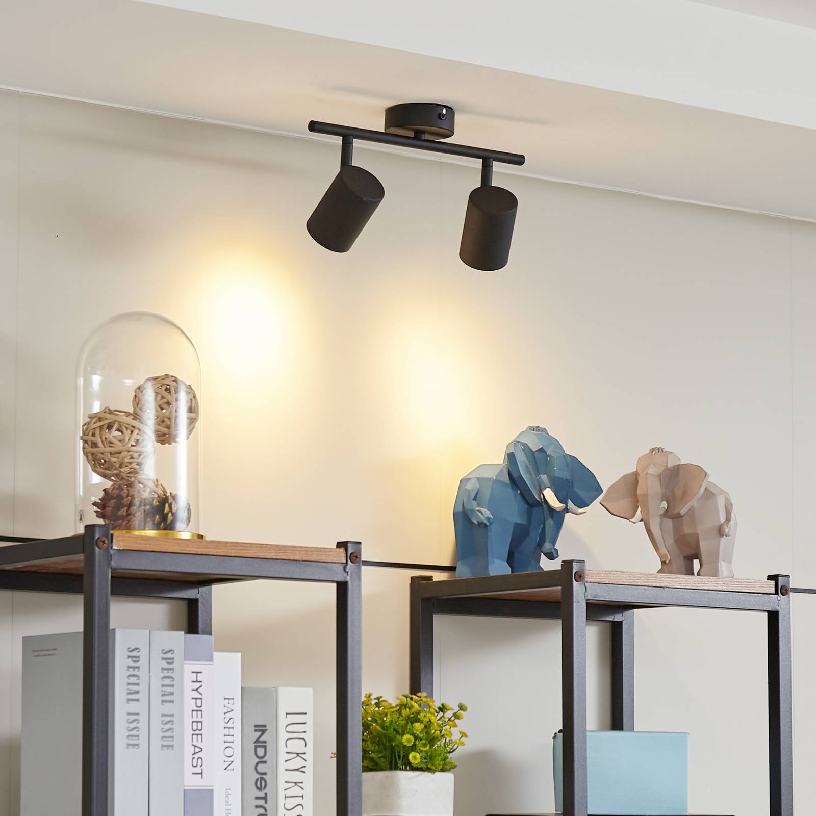 foto del prodotto faretto da soffitto lindby jorell, nero, 31 cm, a 2 luci, gu10