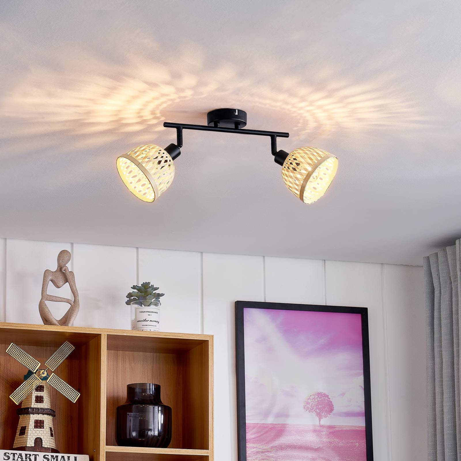foto del prodotto faretto da soffitto lindby youstin, lunghezza 30 cm, bamb , a 2 luci, e14