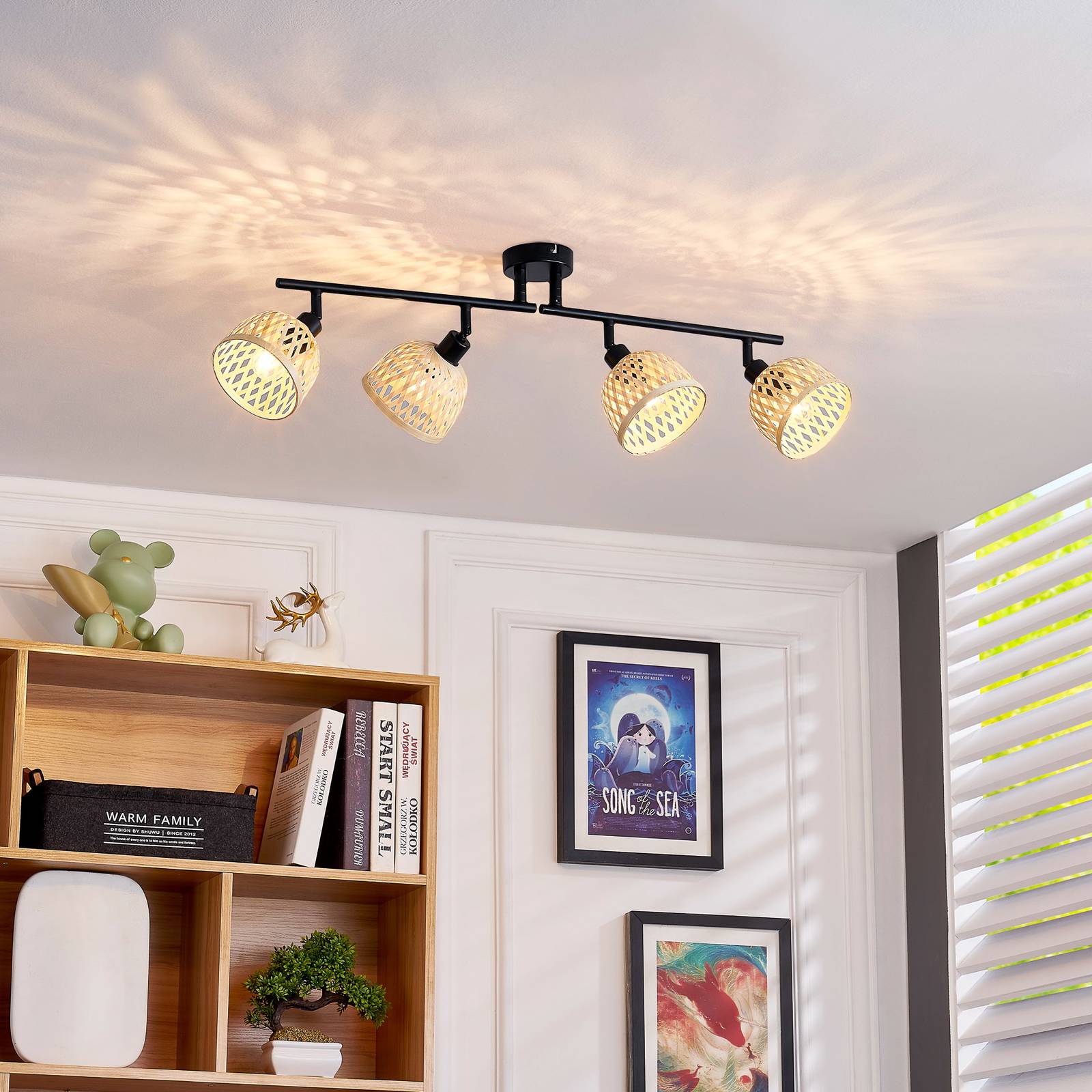 foto del prodotto faretto da soffitto lindby youstin, lunghezza 70,5 cm, bamb a 4 luci, e14